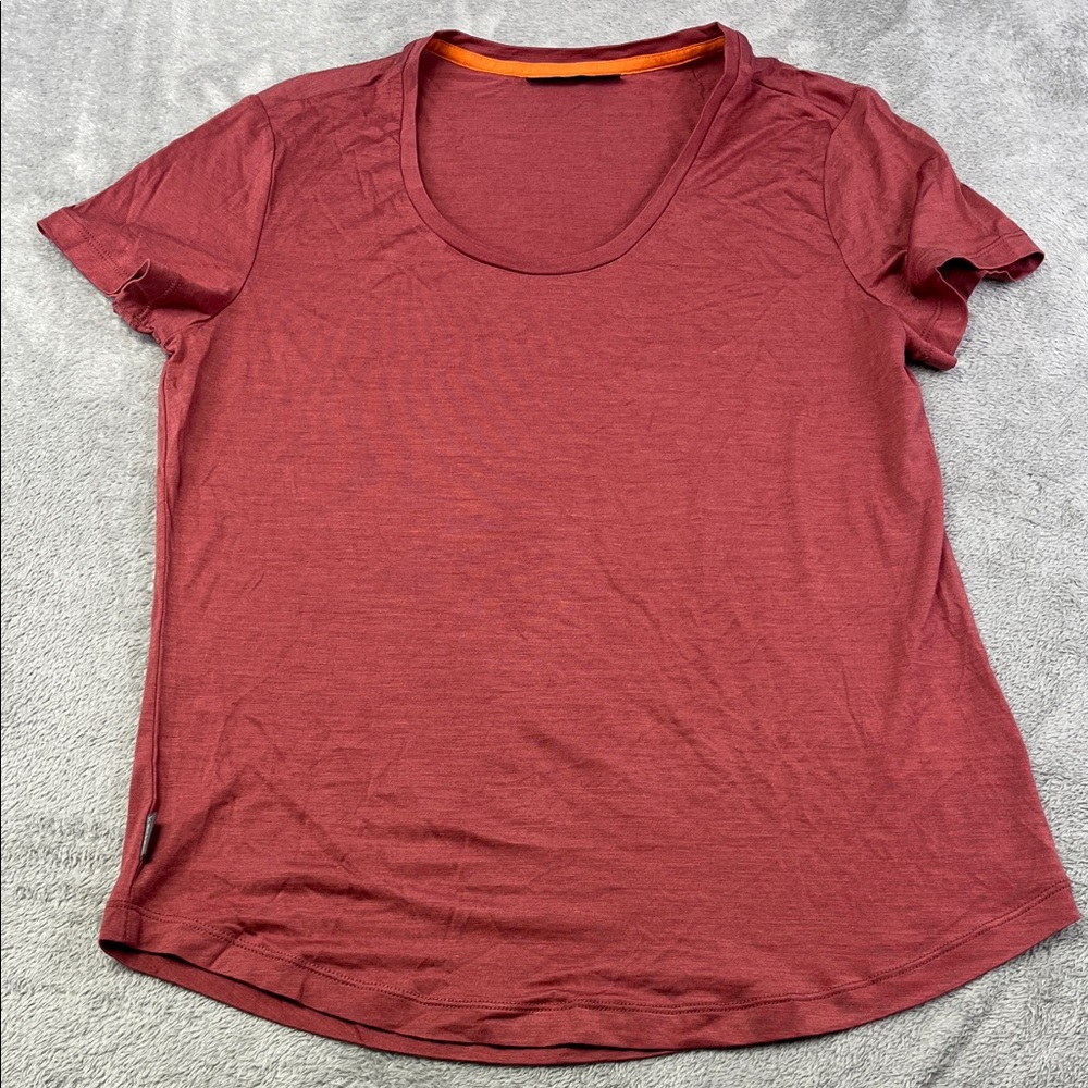 NEW Icebreaker M Merino Wool Blend Cool Lite Red Short Sleeve Tee